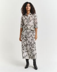 falda midi plisada con estampado de Árboles - verde musgo oscuro