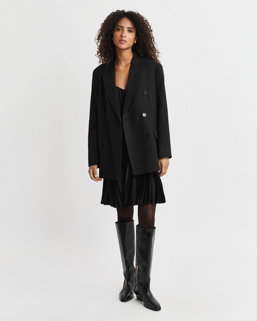 vestido mini de satén plisado con tirantes - negro
