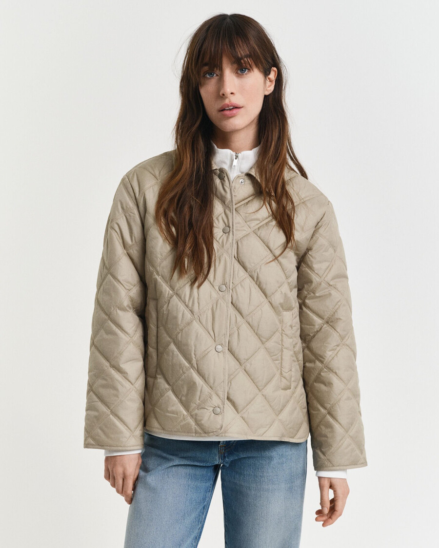 chaqueta acolchada con cuello - beige hormigón