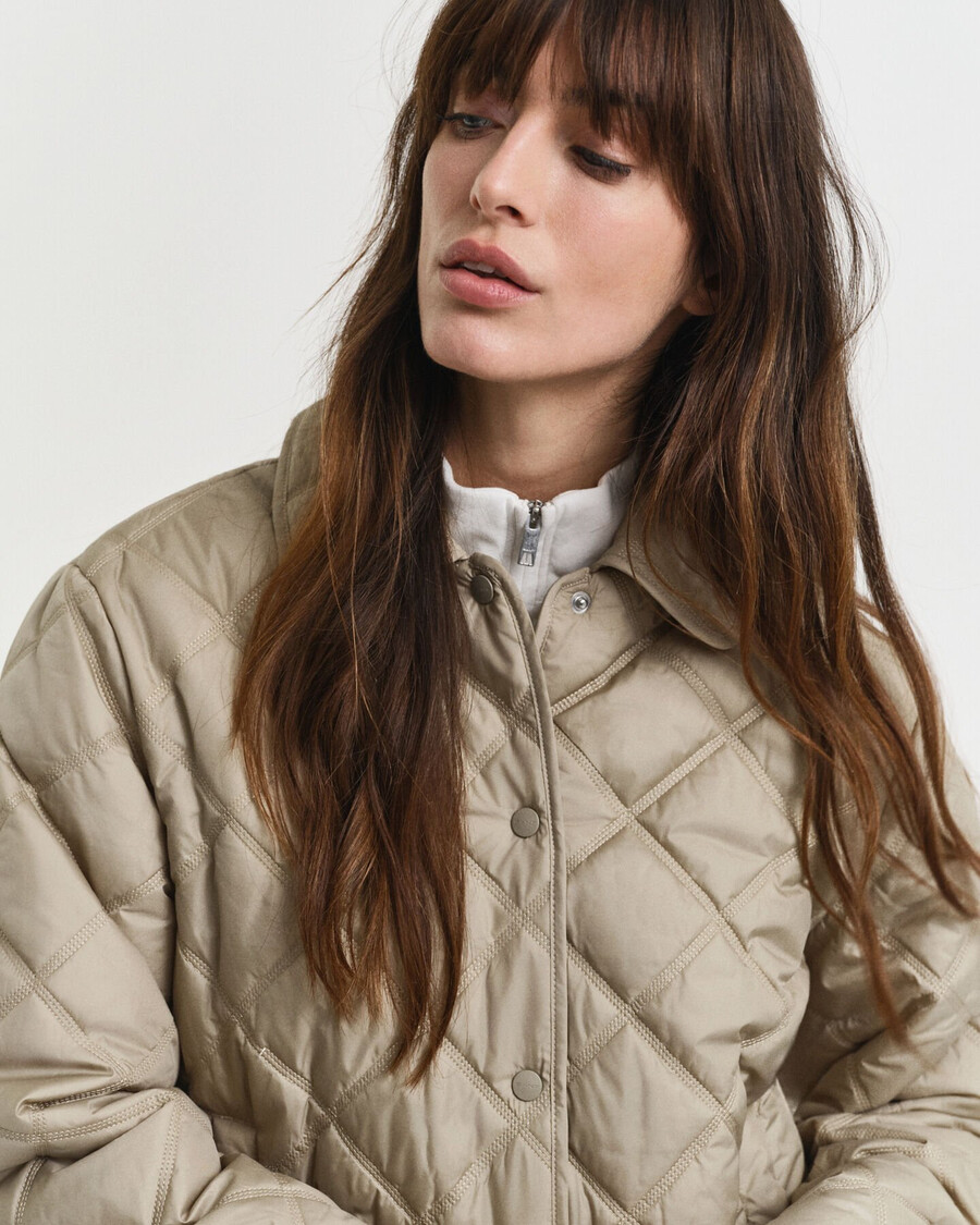 chaqueta acolchada con cuello - beige hormigón