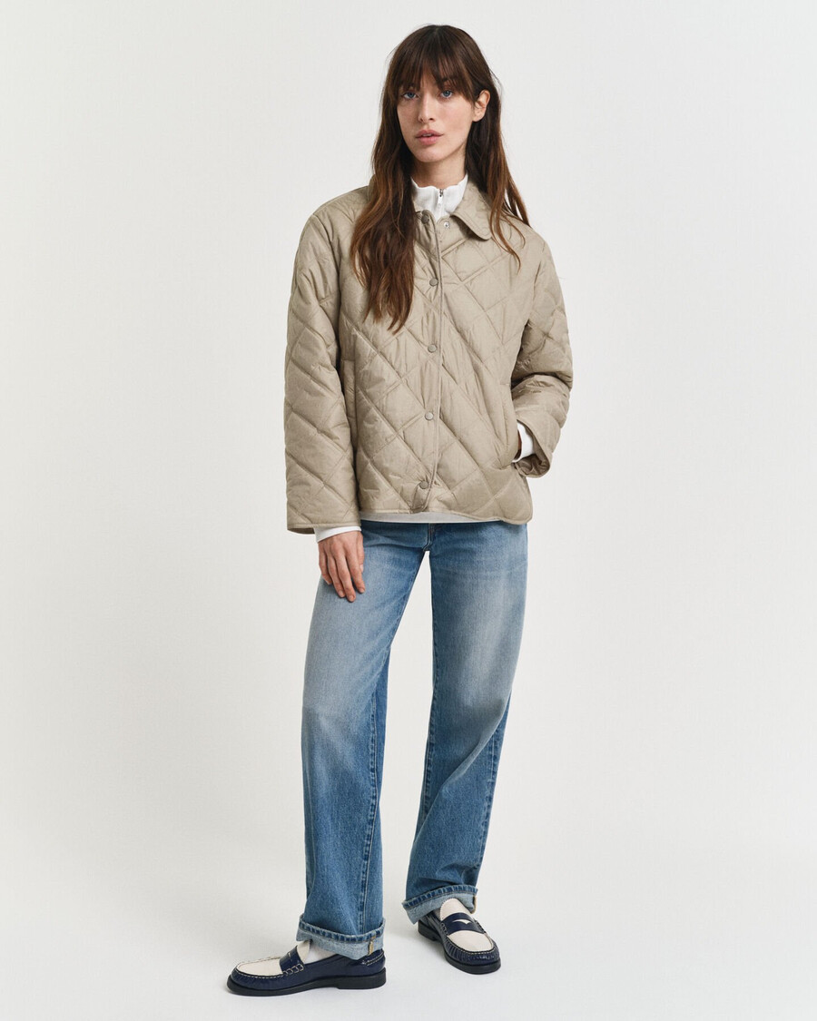 chaqueta acolchada con cuello - beige hormigón