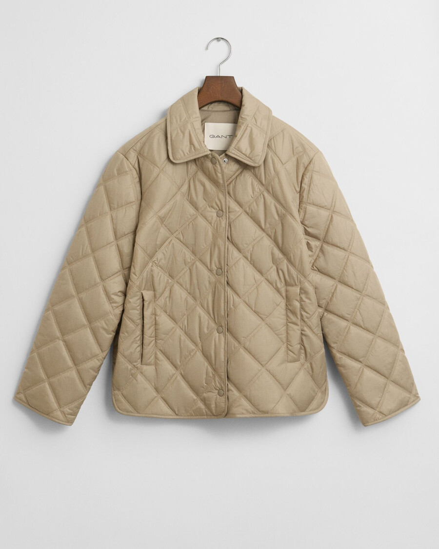 chaqueta acolchada con cuello - beige hormigón