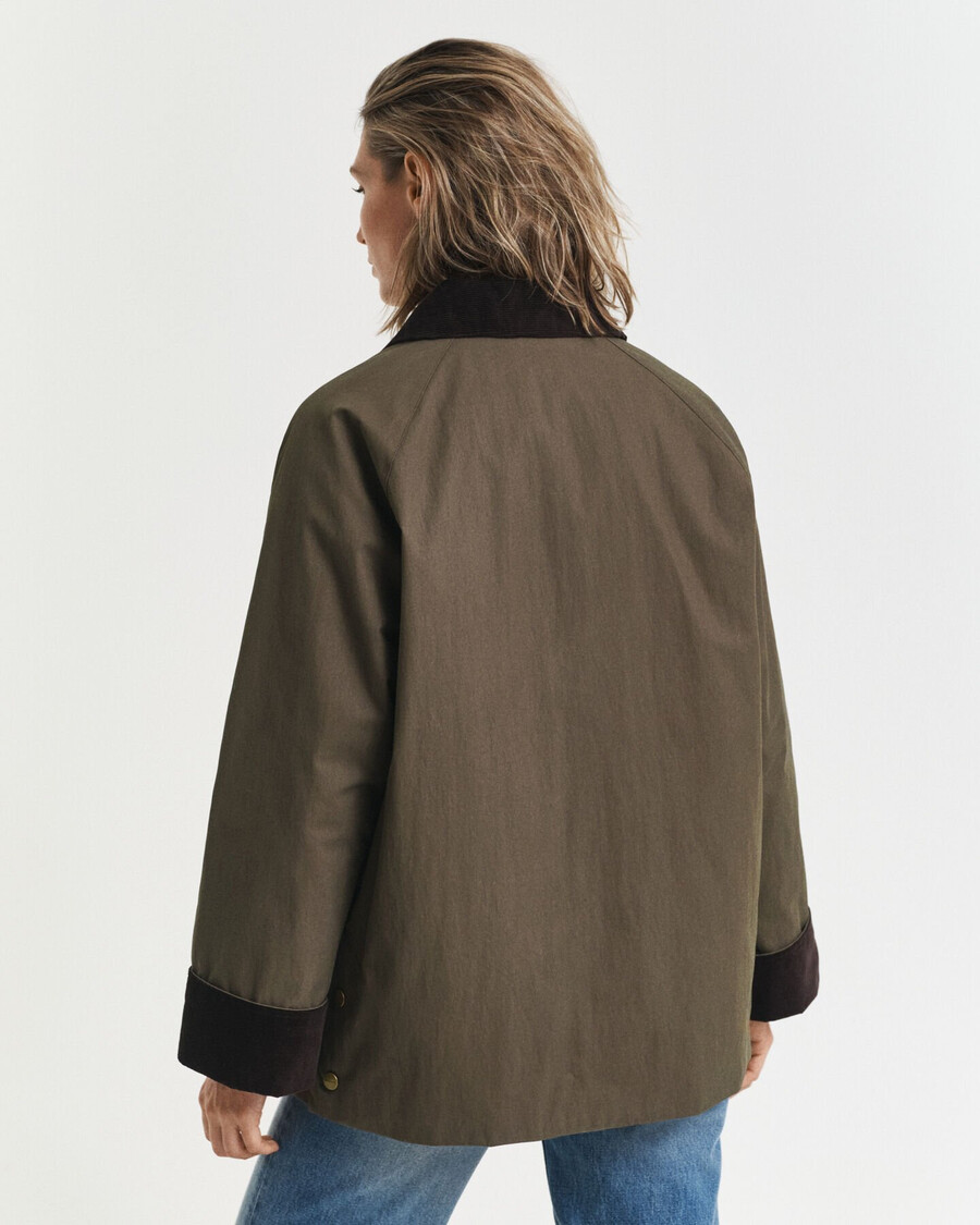 chaqueta de algodón encerado - verde musgo oscuro
