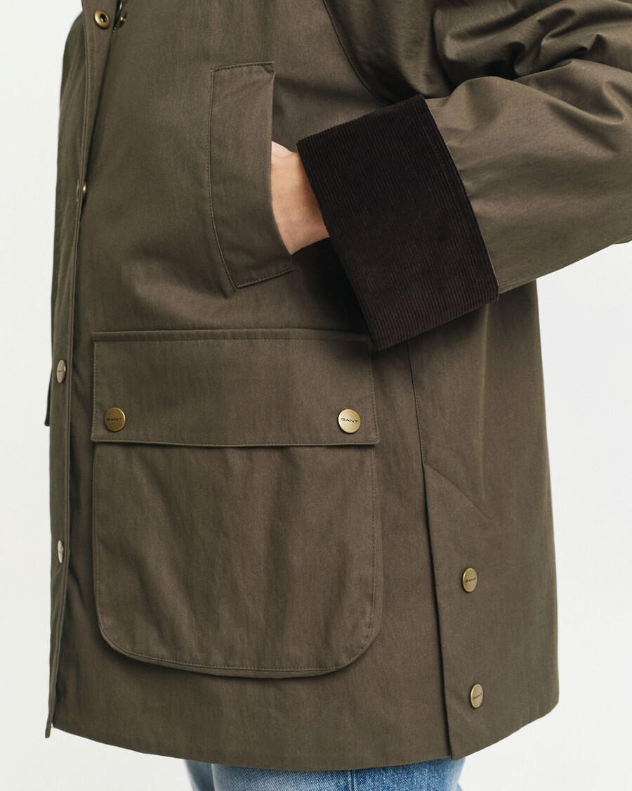 chaqueta de algodón encerado - verde musgo oscuro