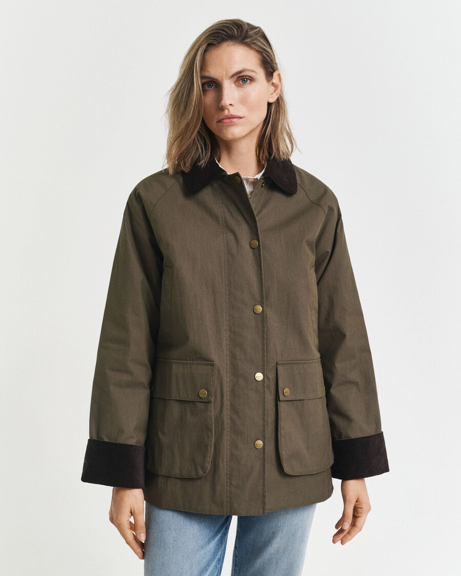 chaqueta de algodón encerado - verde musgo oscuro
