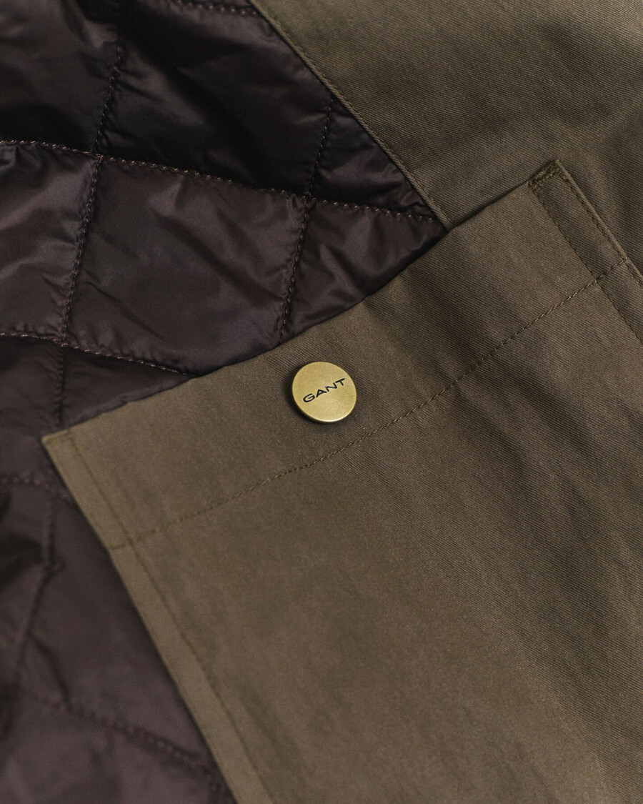 chaqueta de algodón encerado - verde musgo oscuro