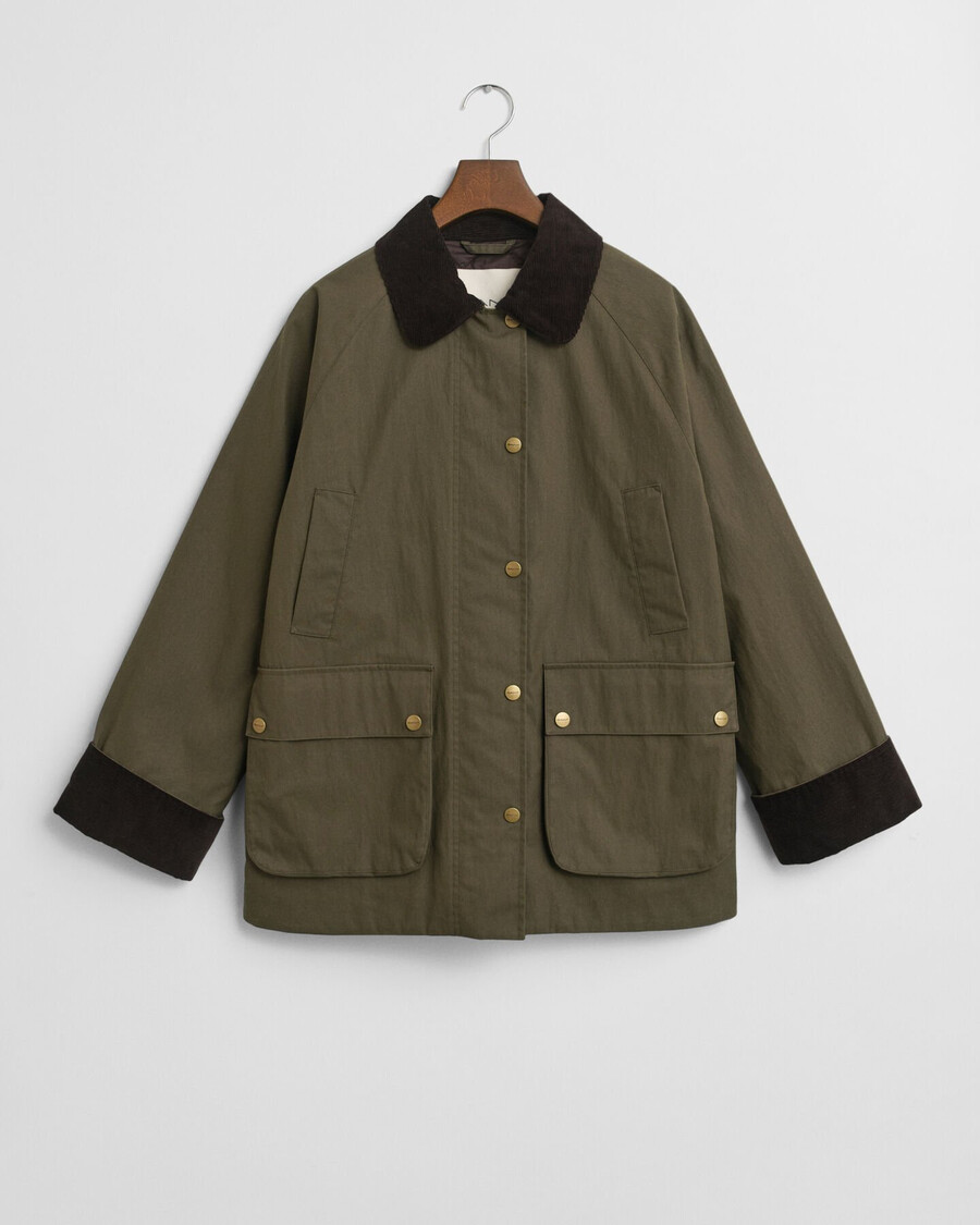 chaqueta de algodón encerado - verde musgo oscuro
