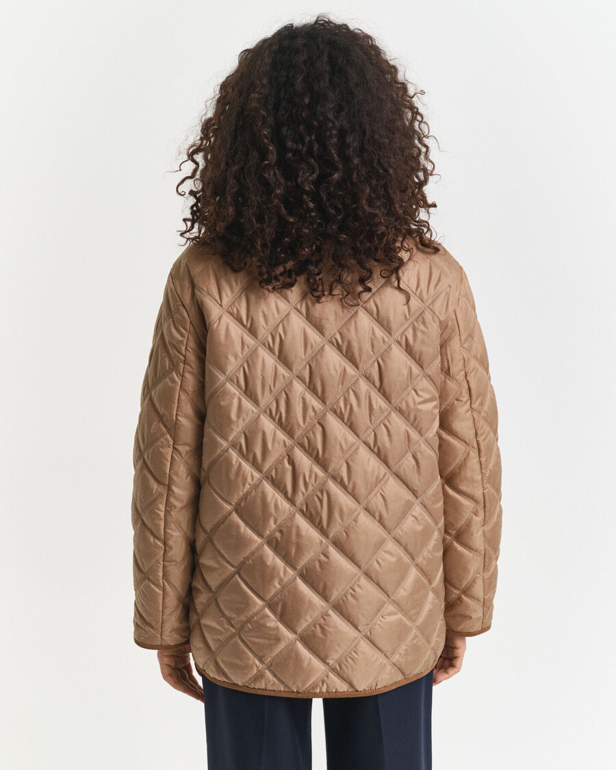 chaqueta acolchada con ribete de pana - caqui cálido