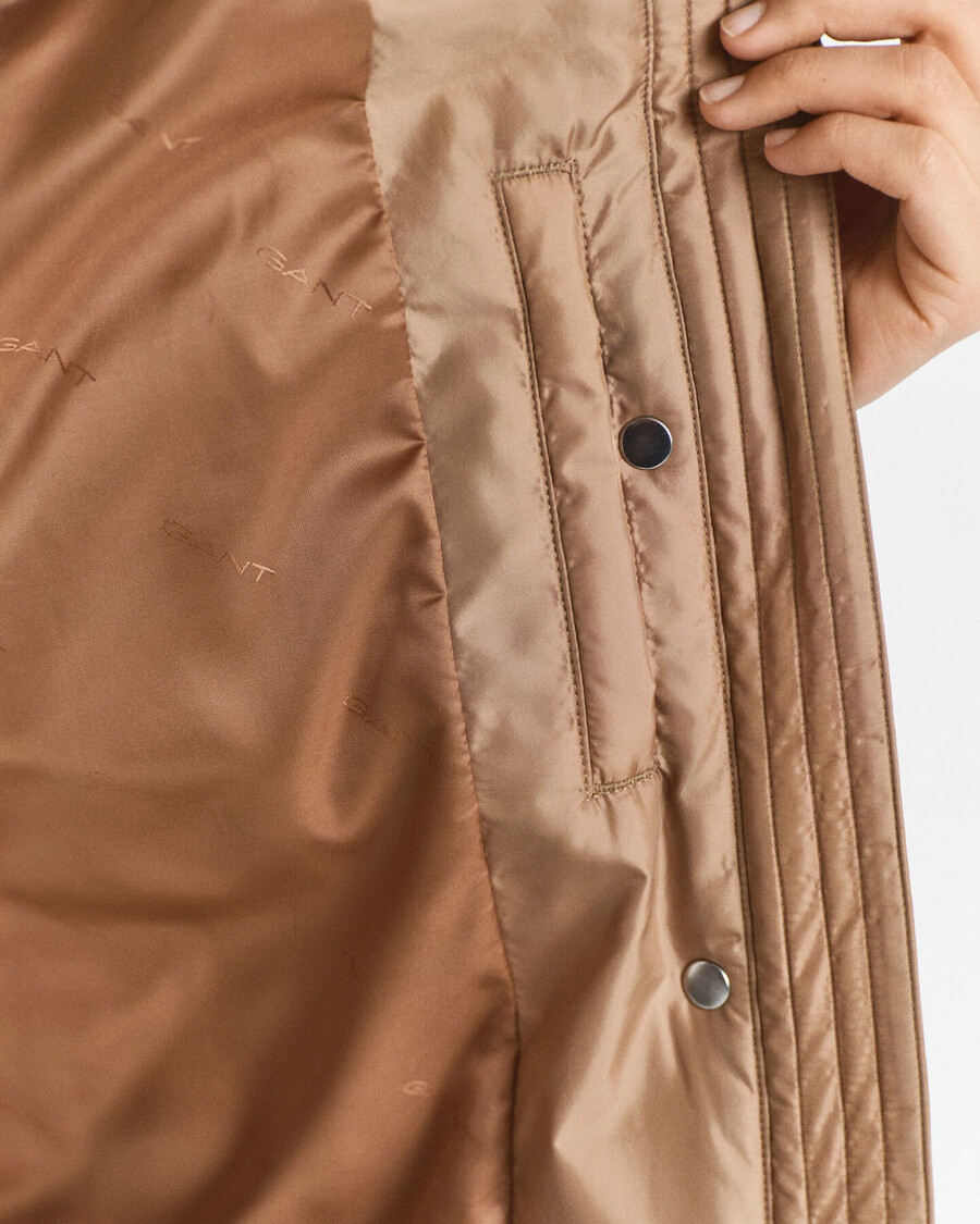 chaqueta acolchada con ribete de pana - caqui cálido