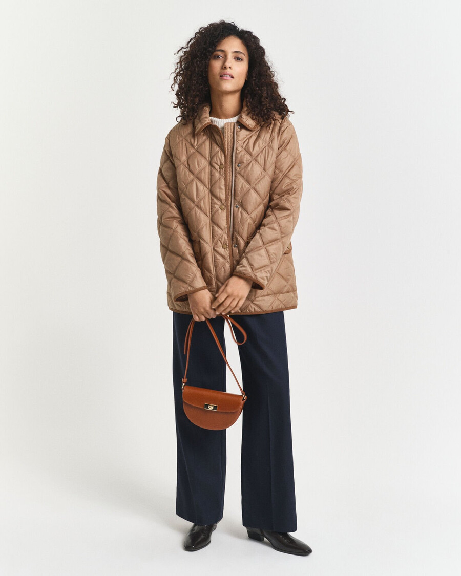 chaqueta acolchada con ribete de pana - caqui cálido