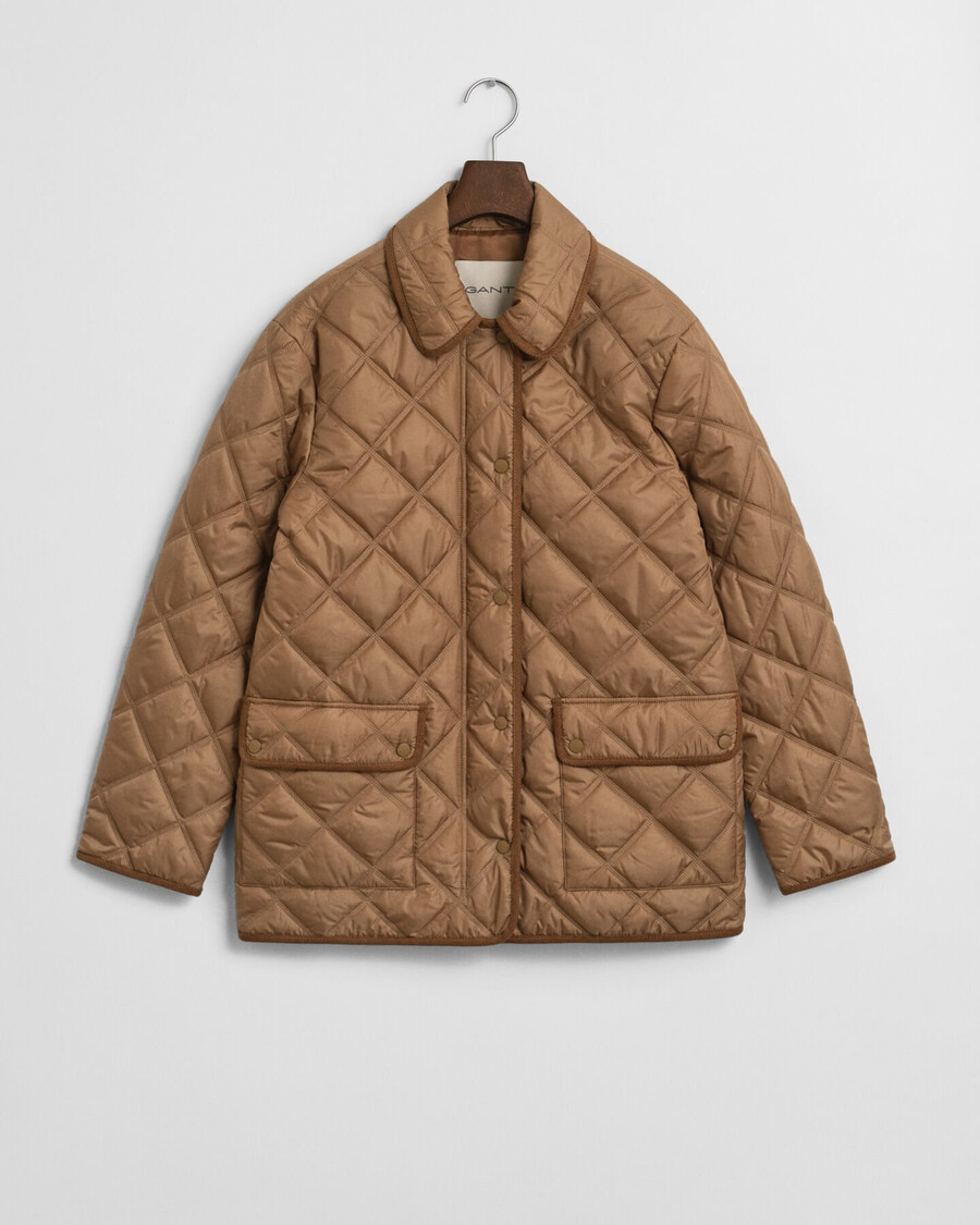 chaqueta acolchada con ribete de pana - caqui cálido