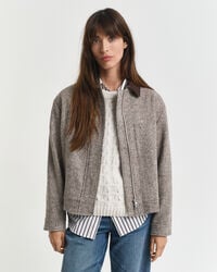 chaqueta de lana con cuello en contraste - marrón oscuro