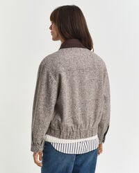 chaqueta de lana con cuello en contraste - marrón oscuro