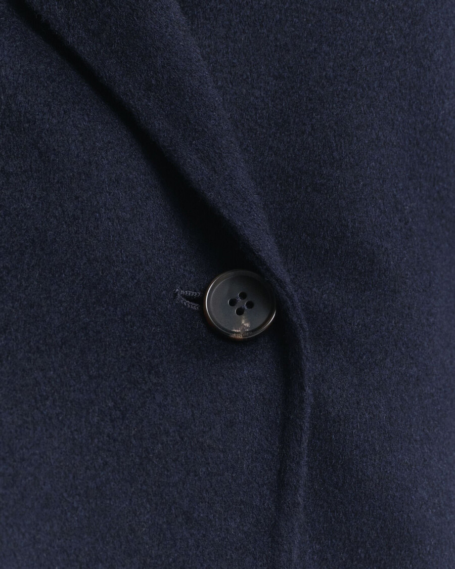 chaqueta con cinturón cosida a mano - azul noche