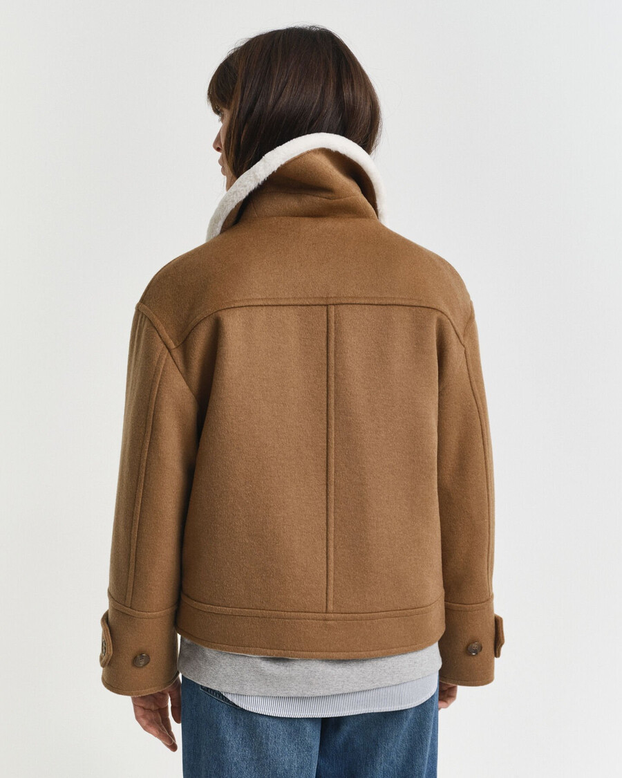chaqueta de vuelo de mezcla de lana - nogal tostado