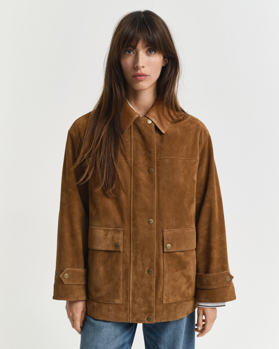 chaqueta de ante estilo granero - coñac
