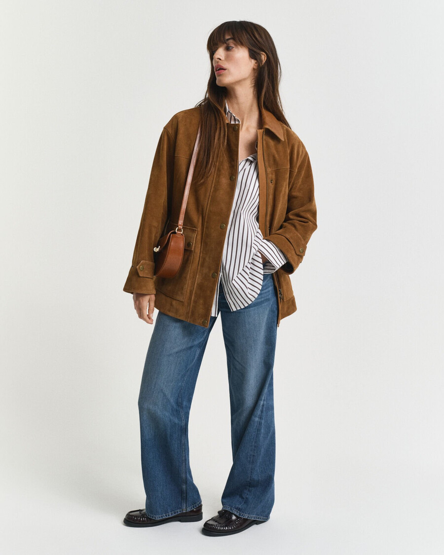 chaqueta de ante estilo granero - coñac