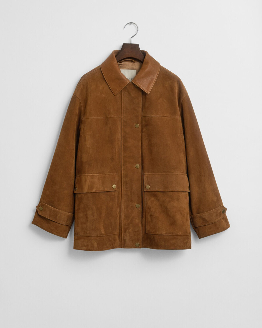 chaqueta de ante estilo granero - coñac