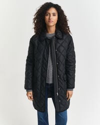 abrigo acolchado con ribete de pana - negro