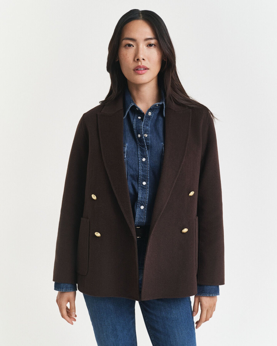 blazer club de corte regular cosido a mano - marrón oscuro