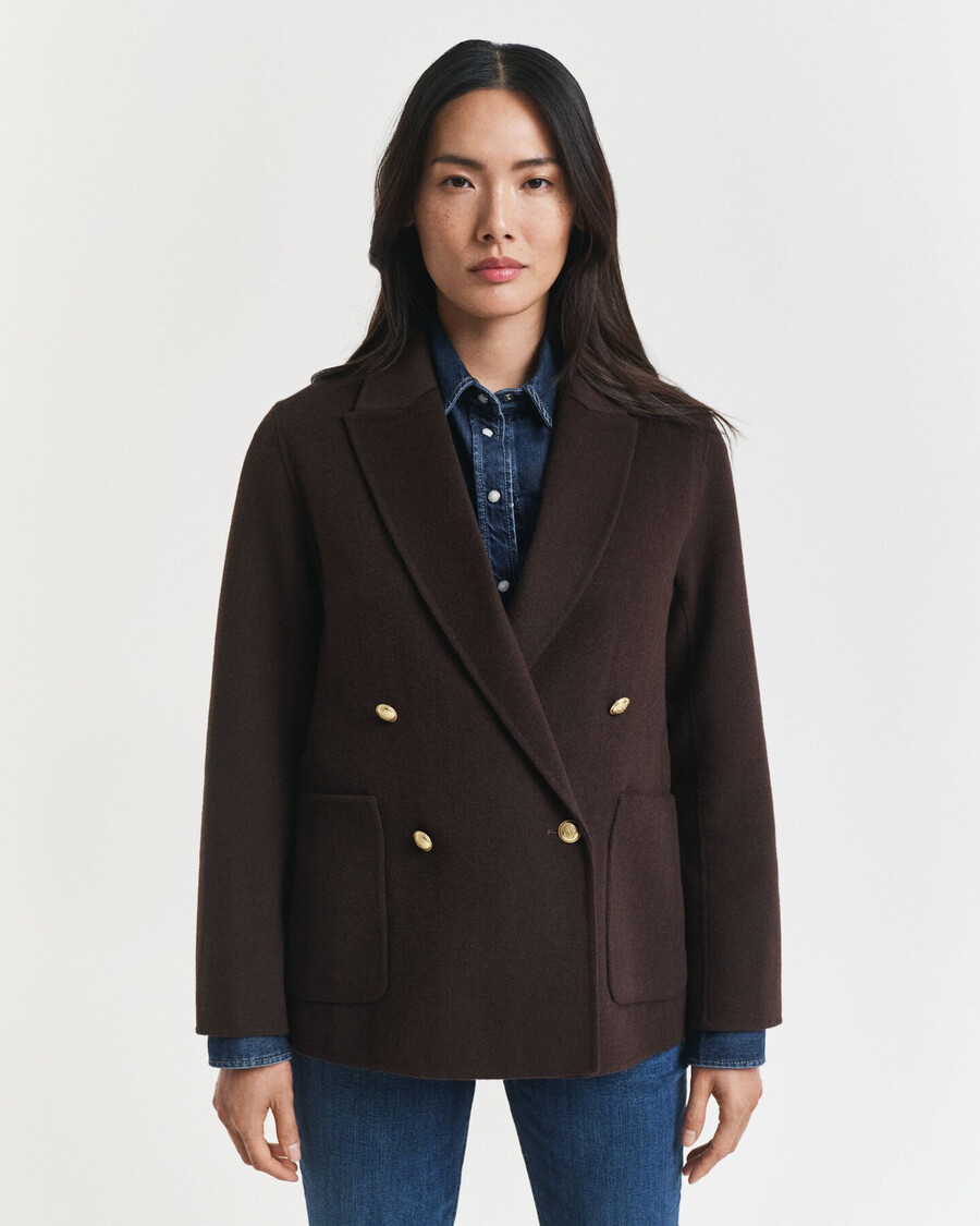 blazer club de corte regular cosido a mano - marrón oscuro