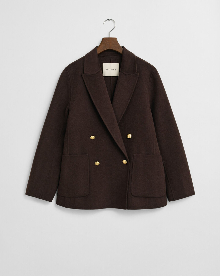 blazer club de corte regular cosido a mano - marrón oscuro