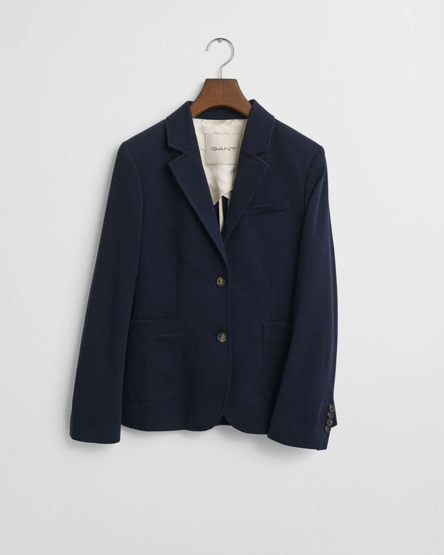 blazer de piqué de corte entallado - azul noche