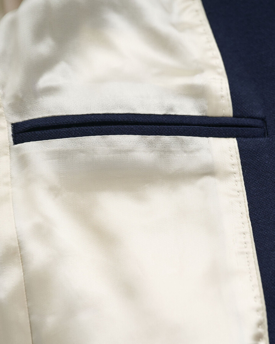 blazer de piqué de corte entallado - azul noche