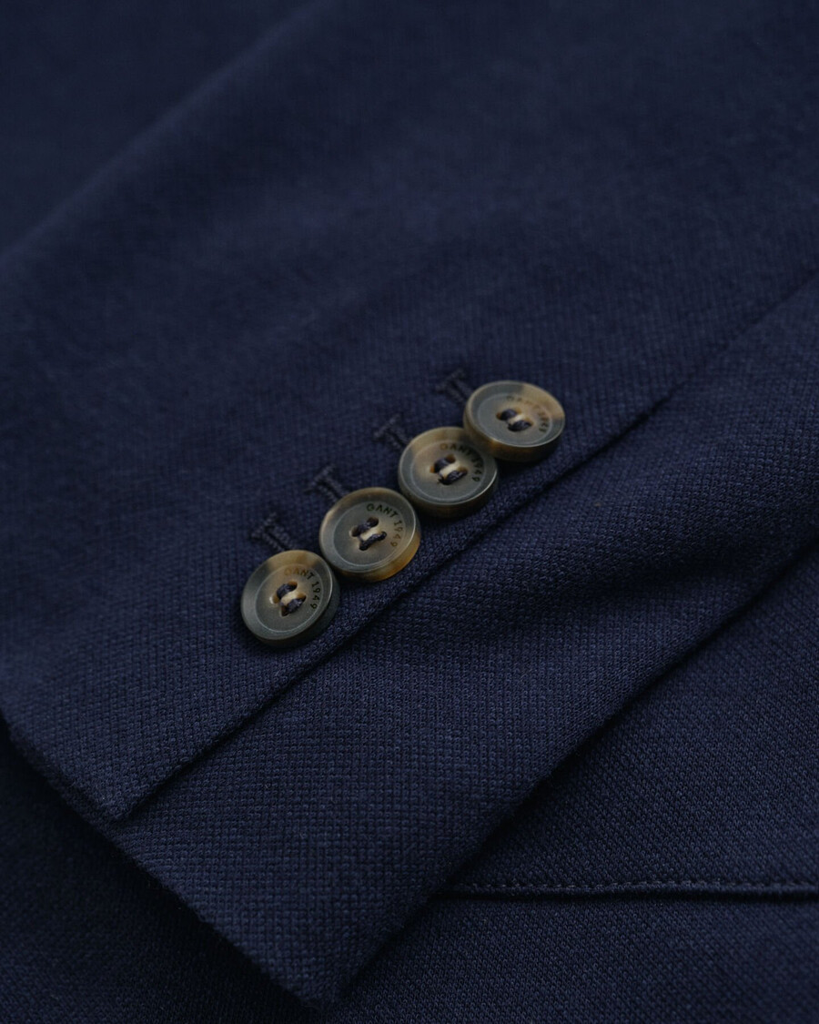 blazer de piqué de corte entallado - azul noche