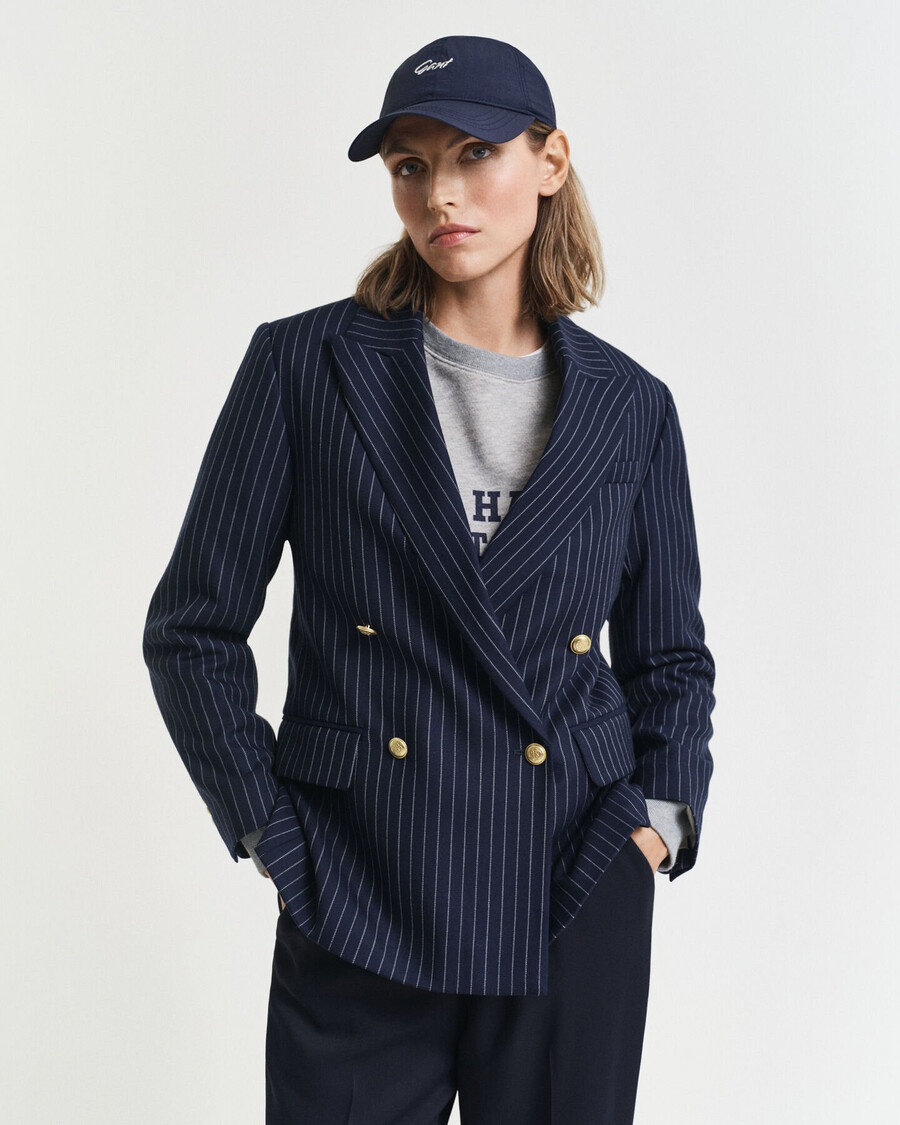 blazer club de rayas de corte regular - azul noche