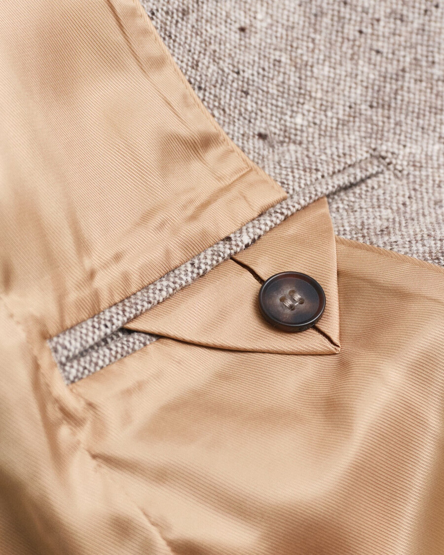 blazer de lana texturizada de corte regular - marrón oscuro