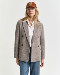 blazer de lana texturizada de corte regular - marrón oscuro