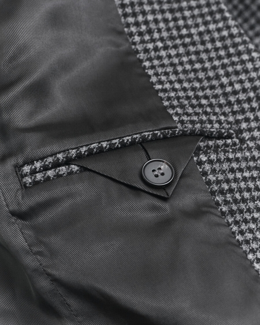 blazer de lana de pata de gallo de corte regular - mezcla de carbón