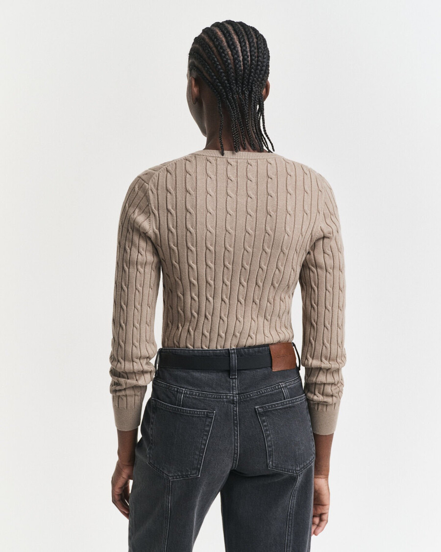 cárdigan de punto trenzado de algodón elástico - beige topo