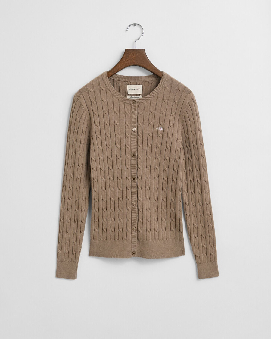 cárdigan de punto trenzado de algodón elástico - beige topo