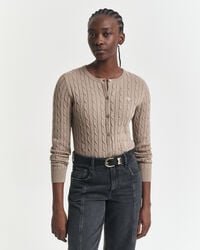 cárdigan de punto trenzado de algodón elástico - beige topo