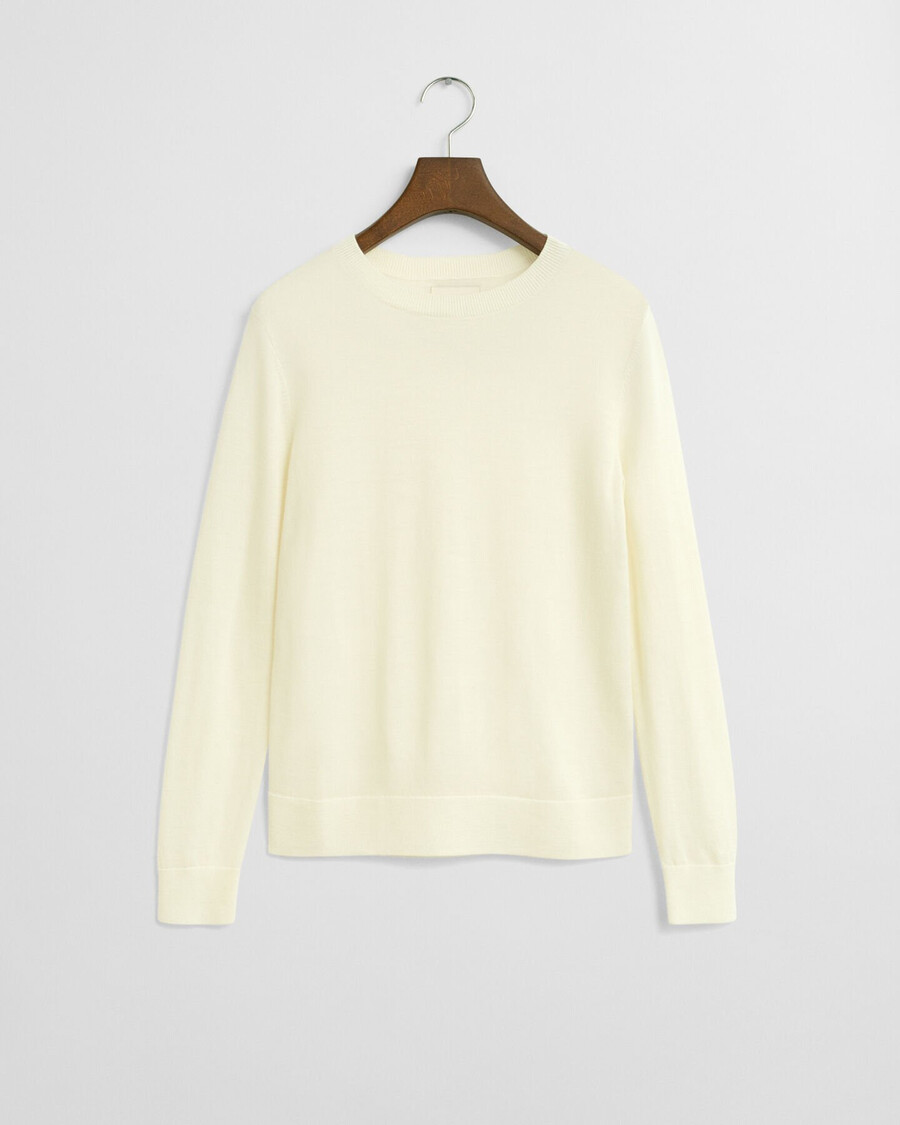 suéter de cuello redondo de lana merino extrafina - crema