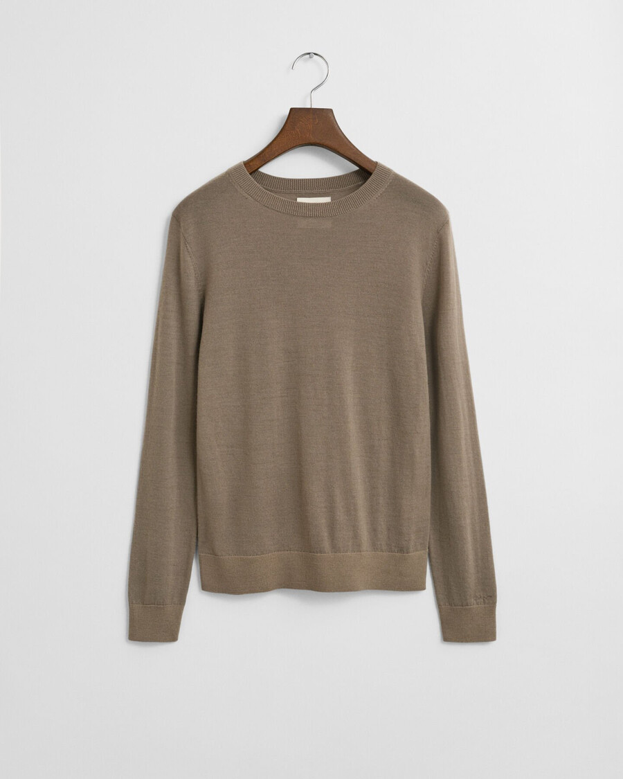 suéter de cuello redondo de lana merino extrafina - beige topo