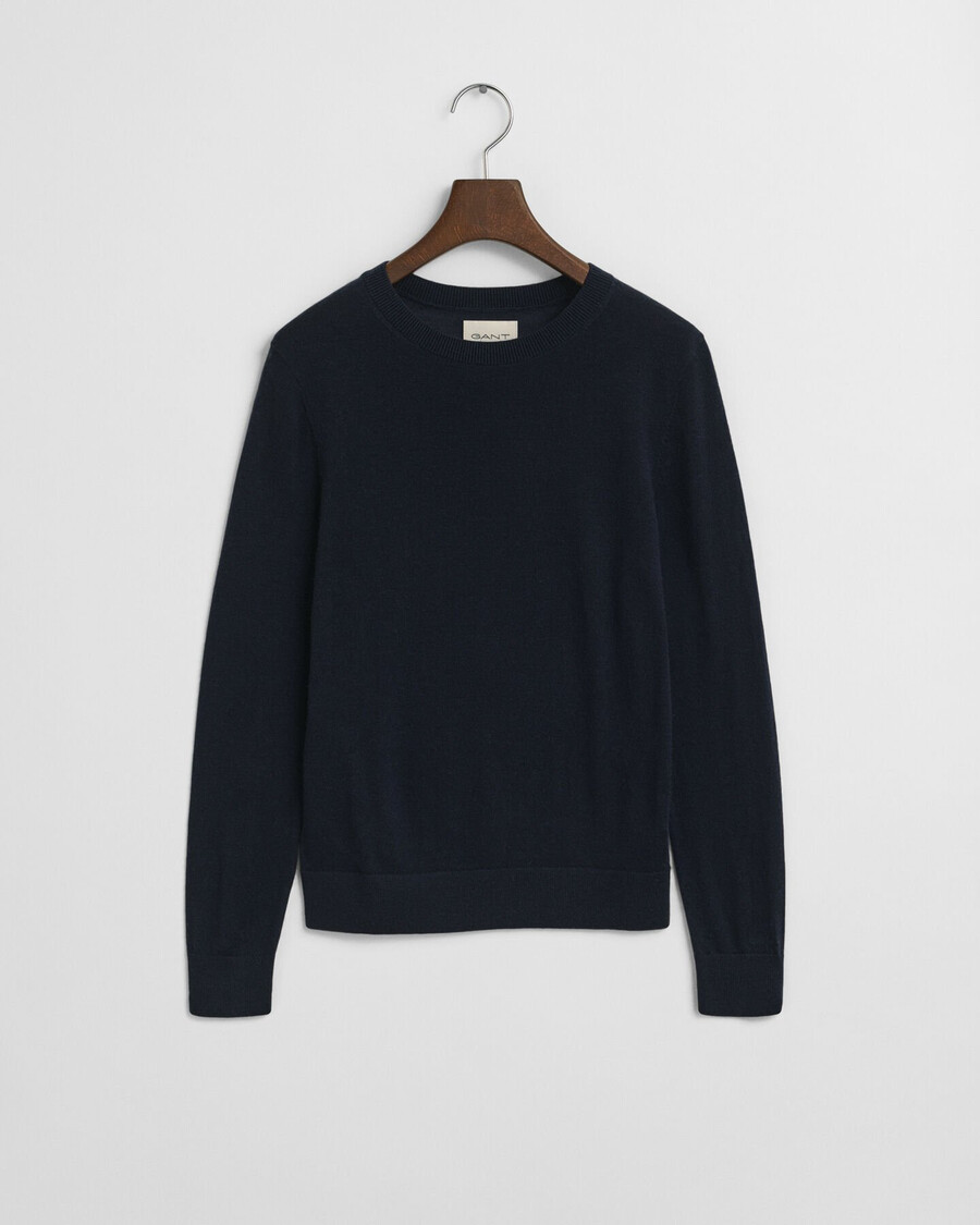 suéter de cuello redondo de lana merino extrafina - azul noche
