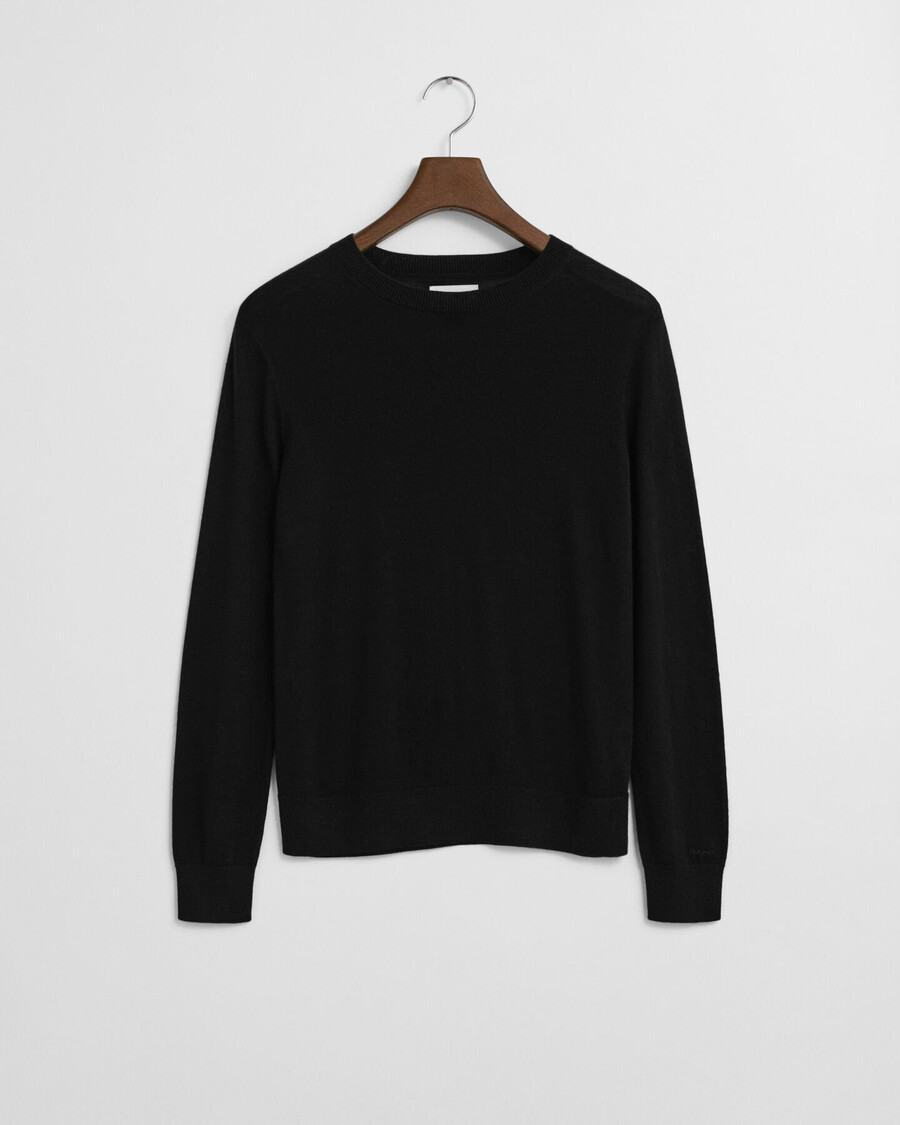suéter de cuello redondo de lana merino extrafina - negro