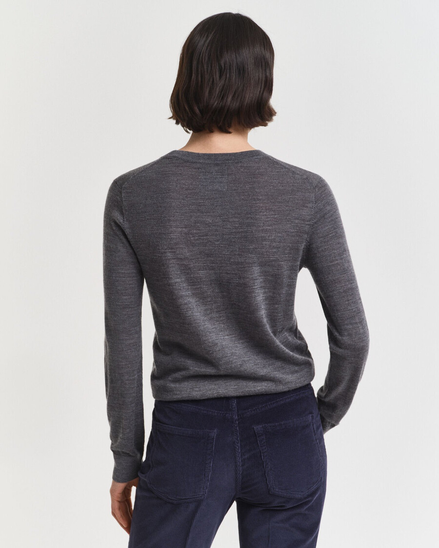 suéter de cuello redondo de lana merino extrafina - mezcla de carbón