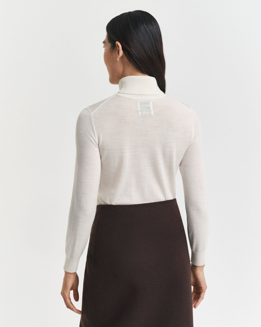 suéter de cuello alto de lana merino extrafina - crema