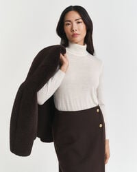 suéter de cuello alto de lana merino extrafina - crema