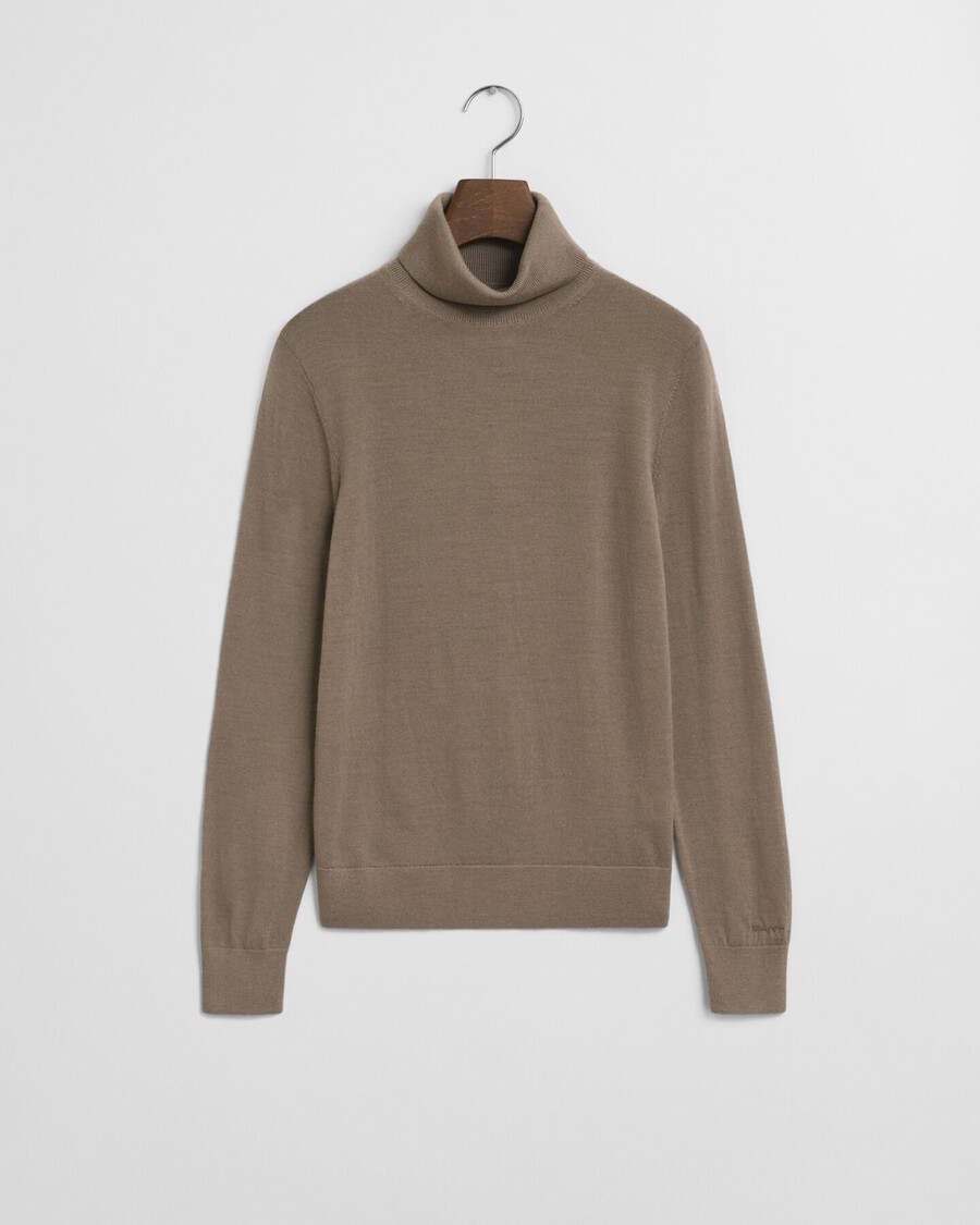 suéter de cuello alto de lana merino extrafina - beige topo
