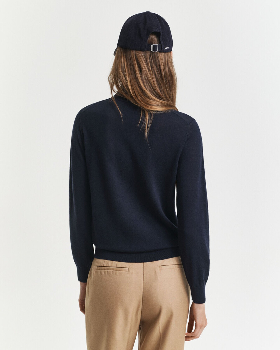 suéter de cuello alto de lana merino extrafina - azul noche