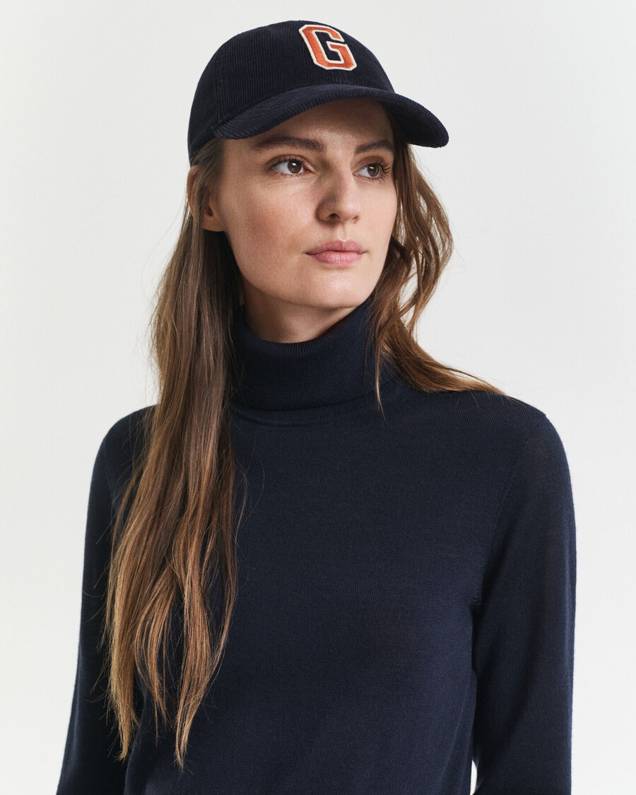 suéter de cuello alto de lana merino extrafina - azul noche