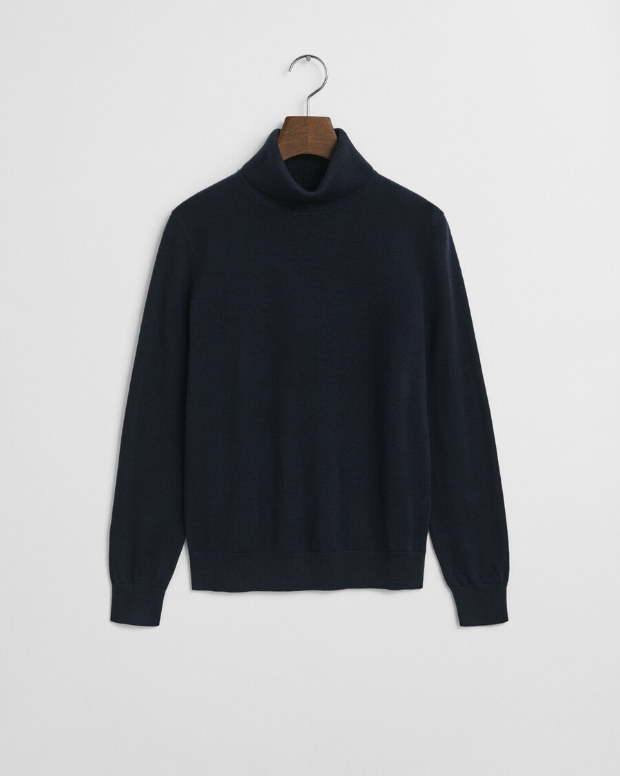 suéter de cuello alto de lana merino extrafina - azul noche
