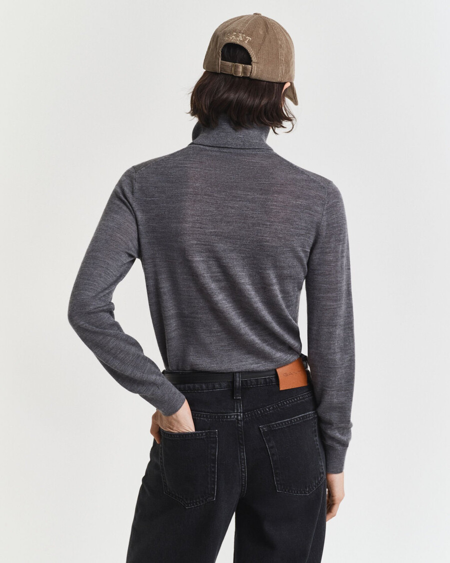 suéter de cuello alto de lana merino extrafina - mezcla de carbón
