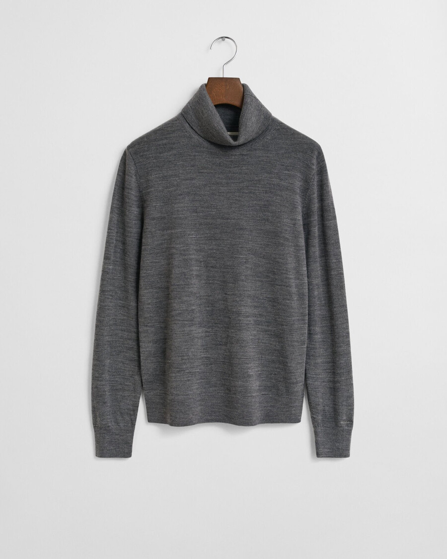 suéter de cuello alto de lana merino extrafina - mezcla de carbón