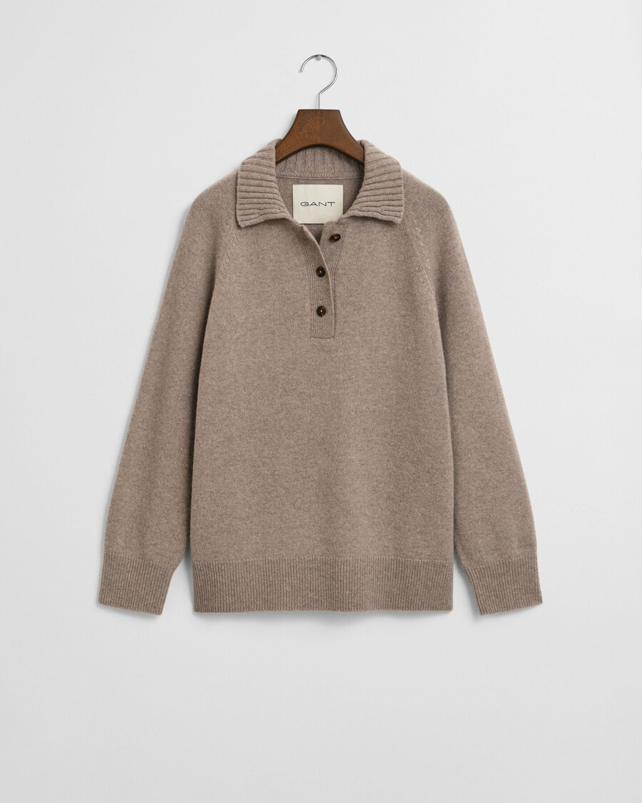 rugger de mezcla de lana y cachemira de punto - beige topo